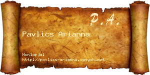 Pavlics Arianna névjegykártya